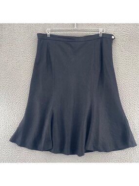 Chaps Skirt Womens 14 Black Linen Trumpet Below The Knee Office Career Everyday